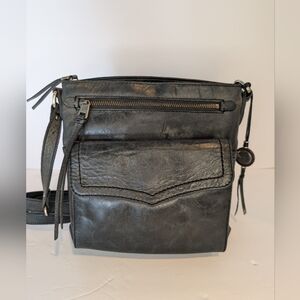 The Sak Black Leather Bag Ventura Flap Organizer Crossbody Purse Pre-owned